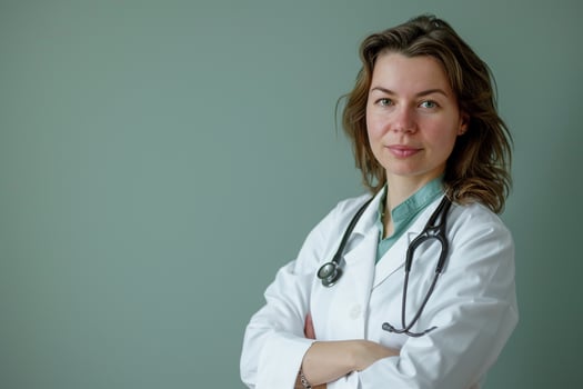 Female Doctor with Calm Expression Light photo