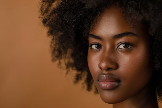 Natural Hair African Woman in Earthy Brown photo
