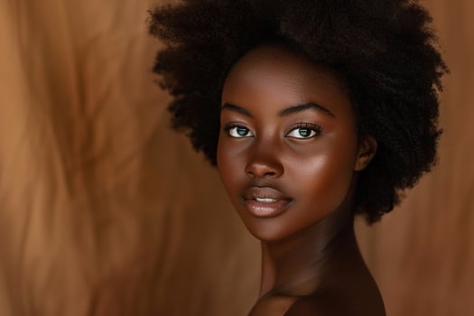 Warm Earthy Portrait of Natural Hair African Woman photo