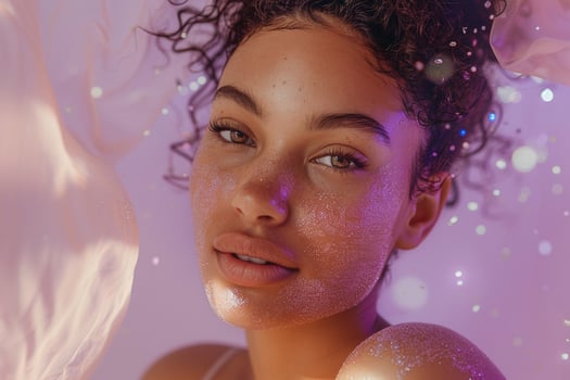 Glowing Skin Portrait with  Lavender Background photo