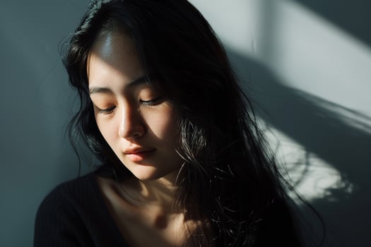 Portraitdesktop setup using shadows and negative space photo