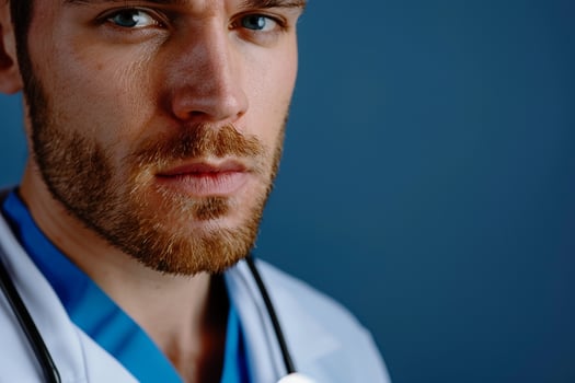 Male Doctor in Deep  with Stethoscope in Clinical photo