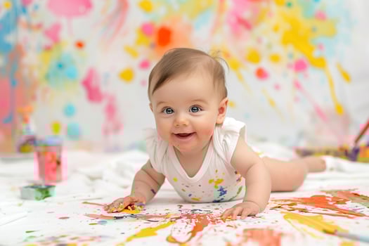 Baby Exploring Art Supplies Delving into   Activities and Artistic Fun photo