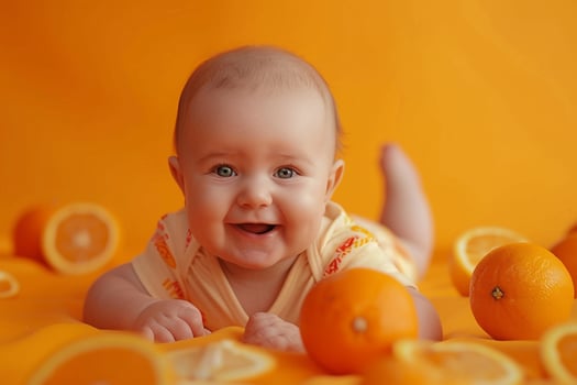 Baby with a   Background Playing and Exploring in a Fun Environment photo