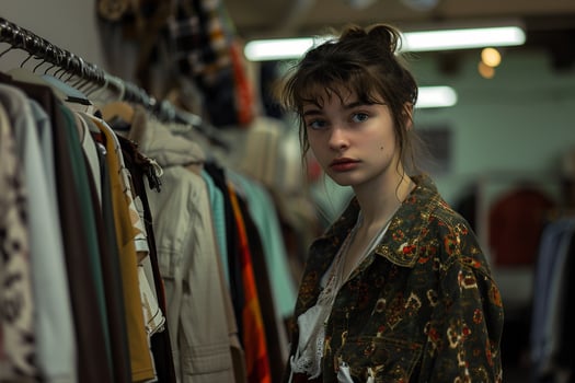 Shopper Proudly Showcasing   Finds from Thrift Store with Style photo