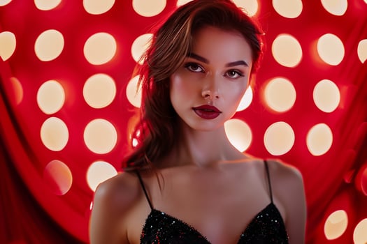 Red Carpet Portrait Showcasing Glamour and High Fashion Vibes photo