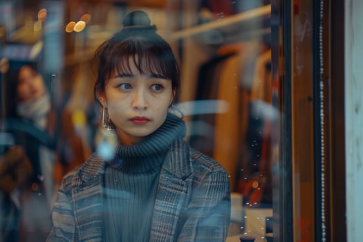 Chic and Trendy Portrait with Boutique Storefront in Metropolitan Area photo