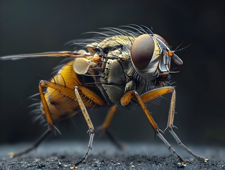 Intricate Anatomy and Compound Eyes of a Housefly Insect Crisp Photographic Entomology Scientific photo