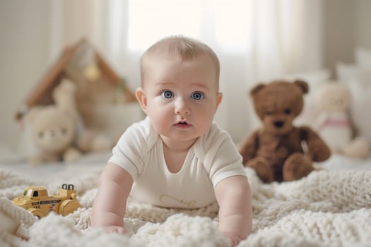 Baby with Antique Toys Background photo