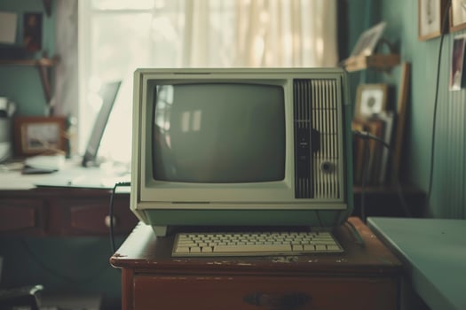 Vintage Desktop Computer Mockup Background photo