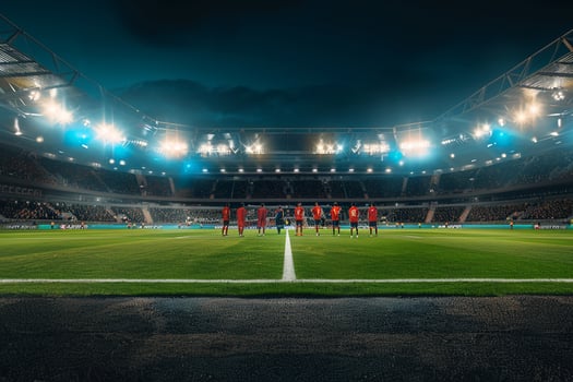 Soccer Players in Position for a Corner Kick on the Field Background photo