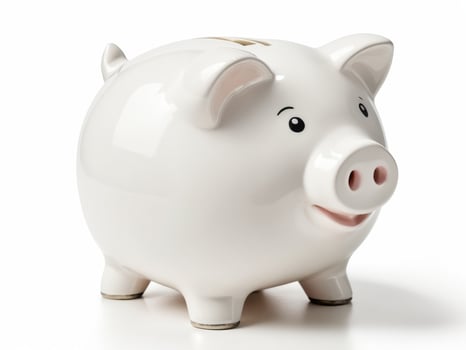 Cute piggy bank isolated on white background. photo