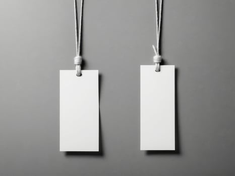 White Paper Price Label With String Isolated on gray background. photo