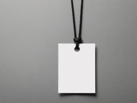 White Paper Price Label With String Isolated on gray background. photo