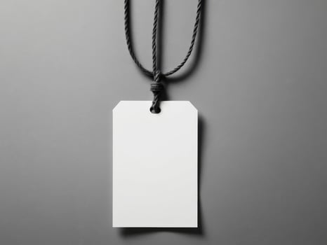 White Paper Price Label With String Isolated on gray background. photo