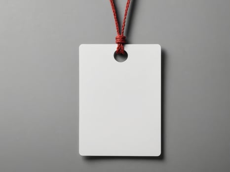 White Paper Price Label With String Isolated on gray background. photo
