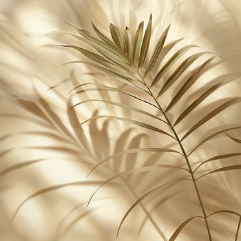 Palm leaves and its shadow on light color background generated by AI photo