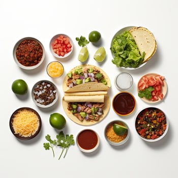 Taco bell ingredients on white background photo