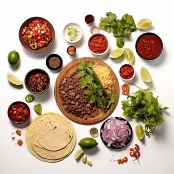 Taco ingredients on a white surface photo
