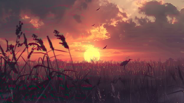sunset in the field photo