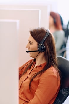 Team of Women Providing Customer Support in Call Center Environment. photo