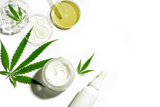 Hemp cannabis leaves and cbd oil products photo