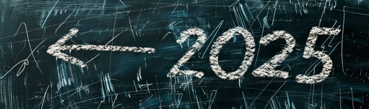 Chalkboard Arrow Pointing Toward Year 2025 photo