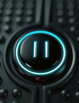 Close-Up of a Futuristic Control Button With Illuminated Ring photo