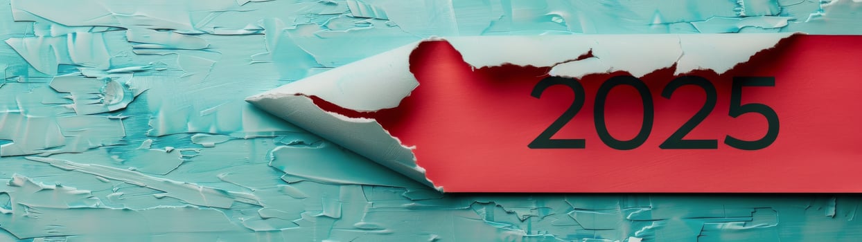 Torn Paper Reveal of 2025 on Textured Blue Background photo