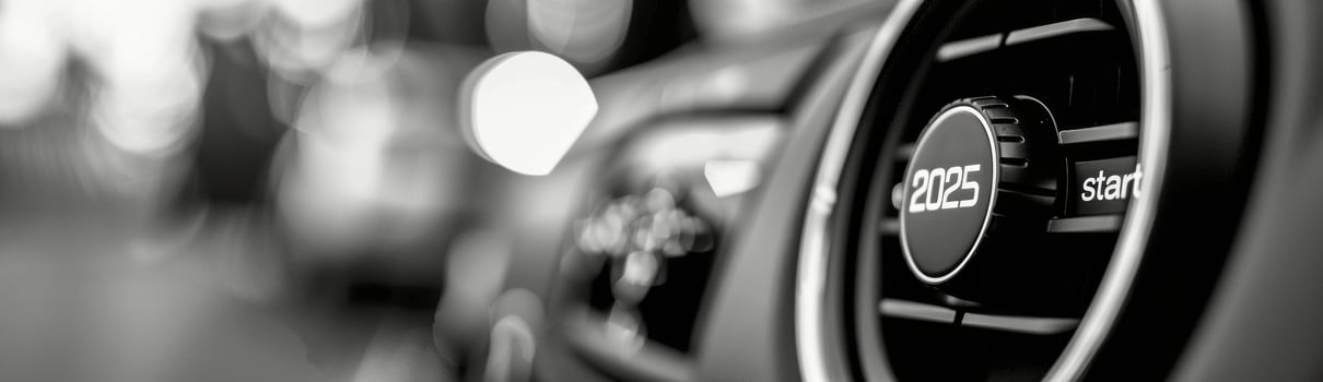 Dashboard Display Showing Speed and Time on a Rainy Urban Street photo