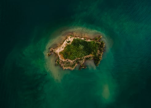 Aerial view over the small island photo