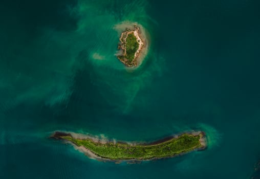 Aerial view over the small island photo