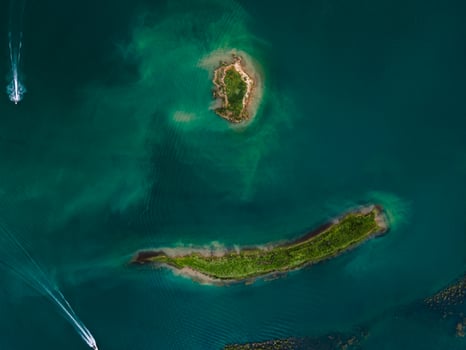 Aerial view over the small island photo