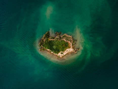 Aerial view over the small island photo