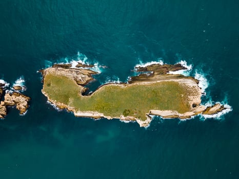 Aerial view of beautiful tropical Island in ocean photo