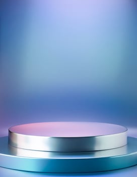 Abstract Metallic Podium on Blue Gradient Background photo