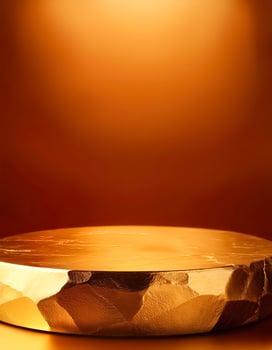 Abstract gold podium on orange background photo
