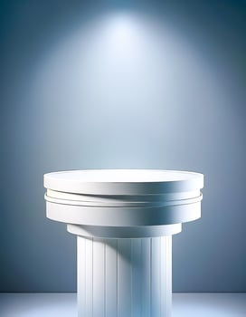 White pedestal on a blue background photo