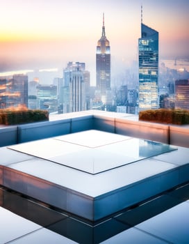 Rooftop View of Manhattan Skyline with Modern Architecture photo