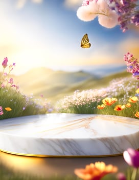 Elegant Marble Podium in a Spring Meadow photo