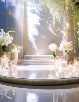 White Floral Wedding Ceremony Decor with Candles photo