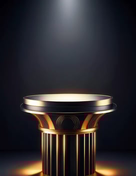 Gold and Black Pedestal with Spotlight photo