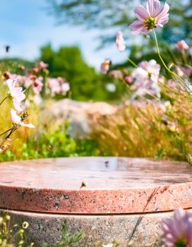 Stone Podium in a Garden Setting photo