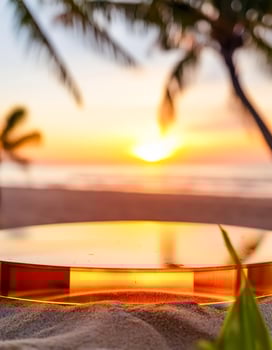 Empty Podium On Beach At Sunset photo
