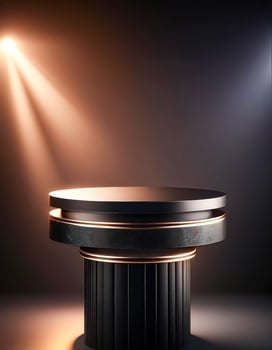 Black and Gold Pedestal with Dramatic Lighting photo