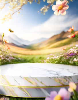 Marble Pedestal in a Spring Meadow photo