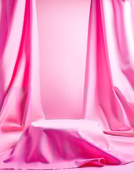 Pink Fabric Draped Over a Round Platform photo