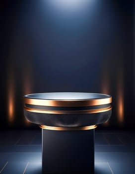 Black and Gold Podium on Dark Background photo