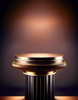 Black and Gold Pedestal With Empty Top photo