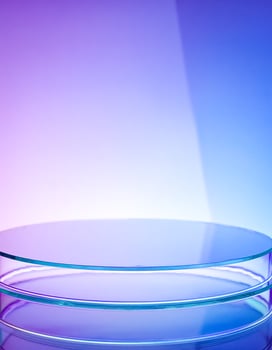 Glass cylinder on a purple gradient background photo